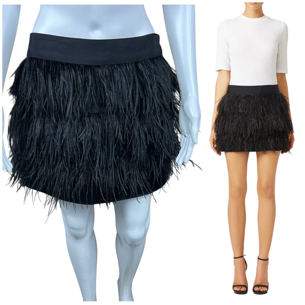 Milly Holly Ostrich Feather Mini Skirt Sz 6 Coquette Preppy Whimsigoth